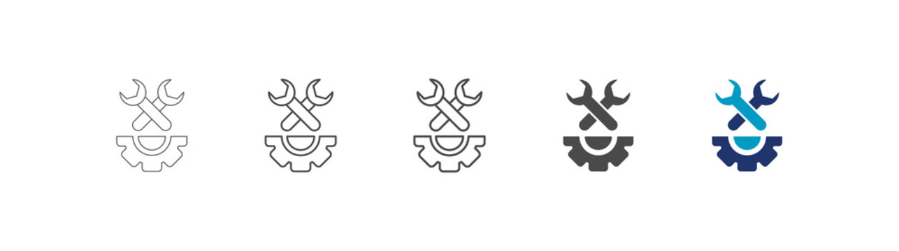 equipment icon set consisting of multiple styles vector illustration. editable stroke