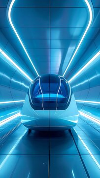 A futuristic train in a sleek, illuminated tunnel (1)