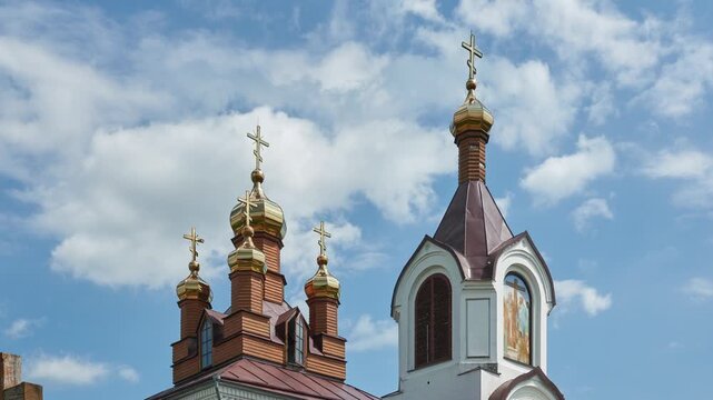 VYSOKAJE, BELARUS - JUNE 11 2022: Church of Exaltation of Holy Cross. Belarus, Brest district, Vysokaje, Komsomolskaya street, 1.