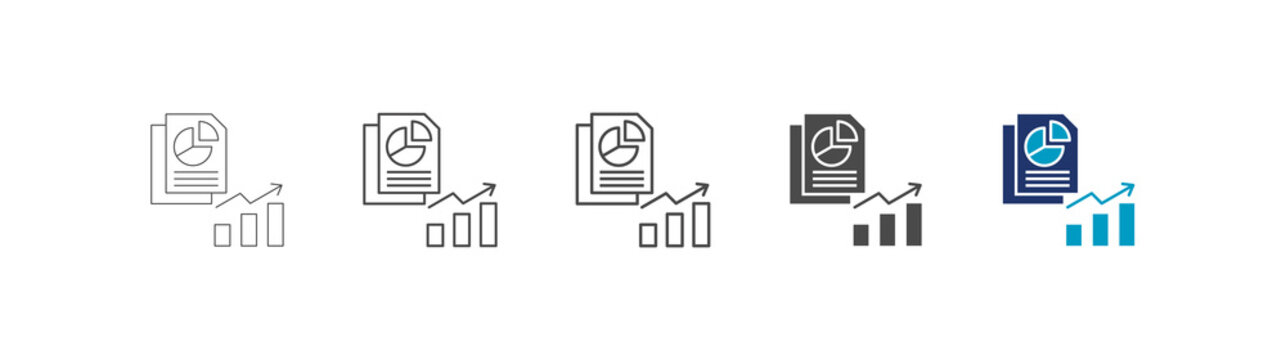 report icon set consisting of multiple styles vector illustration. editable stroke