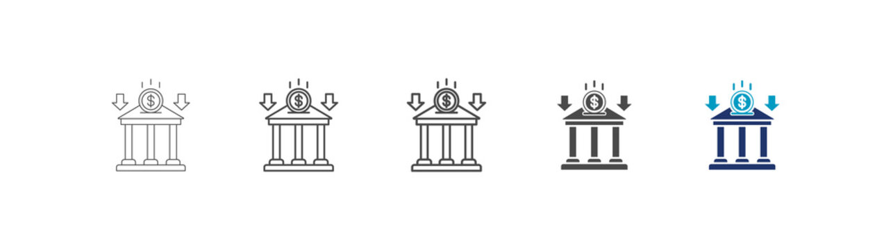 saving icon set consisting of multiple styles vector illustration. editable stroke