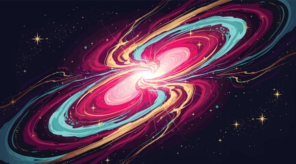 Vibrant Swirling Galaxy Nebula with Bright Core and Stars, Cosmic Space Phenomenon, Abstract Digital Art for Science and Technology Concepts © Zayn coy