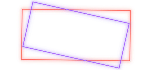 Abstract dual color neon light. red purple rectangle frames, intersecting angled glowing border element. for cyberpunk gamer stream overlay, party disco poster layout. isolated cut out png. © PNG KING