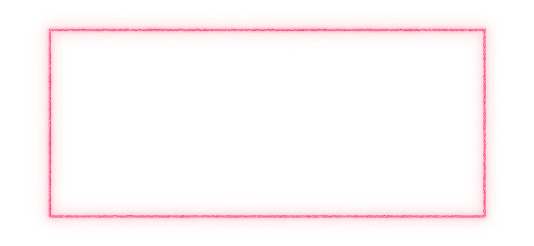 Vibrant neon light effect. red solid rectangle frame, illuminated continuous thin border. for cyberpunk disco poster layout, game streamer webcam overlay. transparent isolated object png.