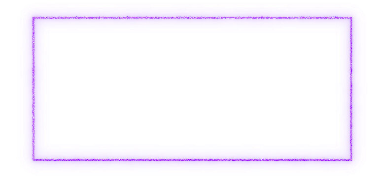 Abstract neon light effect. purple magenta glowing rectangle frame, thin solid line border. for cyber synthwave party layout, gamer webcam overlay. Isolated cut-out, transparent bg.