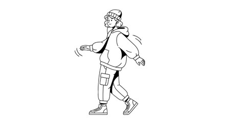 Obraz premium Man Walking with Backpack and Bag.