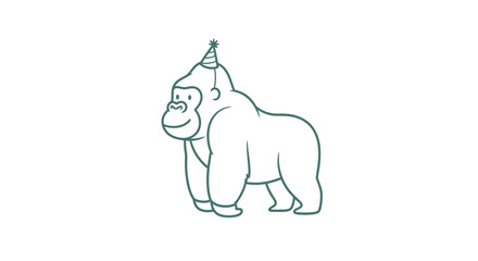 Simple Line Drawing of a Gorilla. © Busmarstd