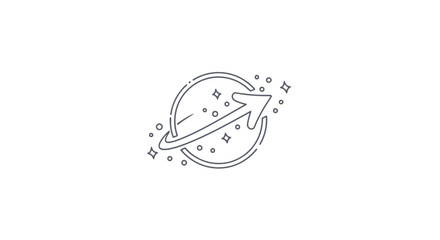 Simple Line Drawing of Saturn Planet Icon. © Busmarstd