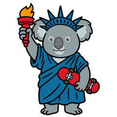 Fototapeta premium Koala dressed as Statue Liberty boxer.