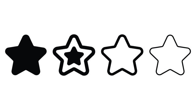 Star rating clipart vector set black outline icons for review and feedback design