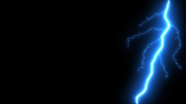 4K video electric storm overlay with animated lightning thunder, plasma flashes, and glowing energy impacts easy to use on alpha channel background.