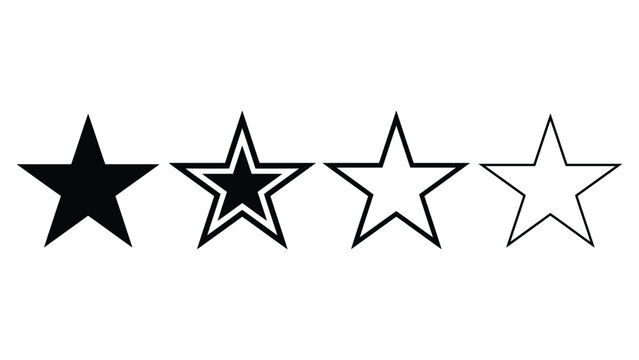 Star Rating Vector Clipart Black Outline Icons for Review and Feedback Design
