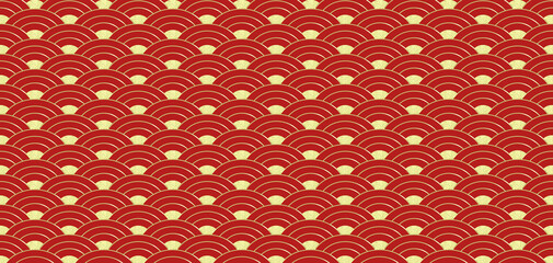 Luxury chinese new year background with gold wave pattern on a red background, perfect for lunar new year celebrations and festive designs. © mei