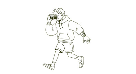 Obraz premium Man Running with Camera in Hand.