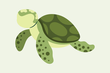 Vector illustration of a green sea turtle swimming gracefully © Kren Studio