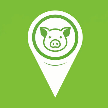 Pig Face Icon Location Marker Symbol.