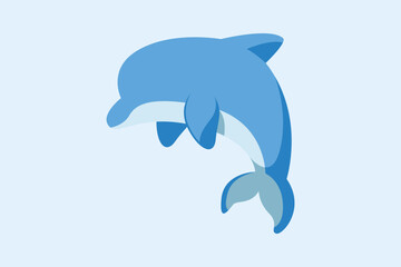 Fototapeta premium Minimalist blue dolphin vector illustration jumping