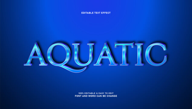 Aquatic 3d editable text effect style vector