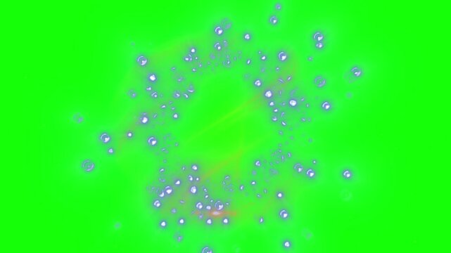 Abstract magic particles burst and glowing circular light effects on green screen background