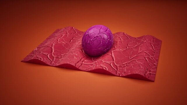 Abstract Microscopic Cell Floating on Pulsating Organic Tissue Waves, Seamless Loop 3D Animation