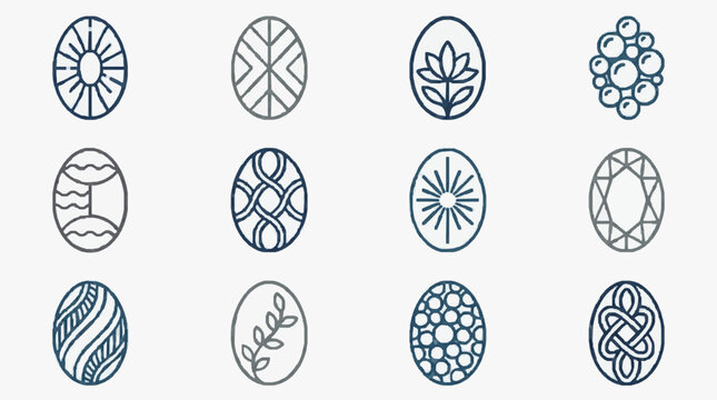 Industrial Minimalist Monogram and Symbol Designs Black and White Line Art Patterns for Branding Logos and Textile