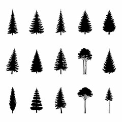 Fototapeta premium set of trees silhouettes