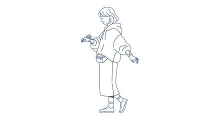 Obraz premium Woman holding flowers in both hands.