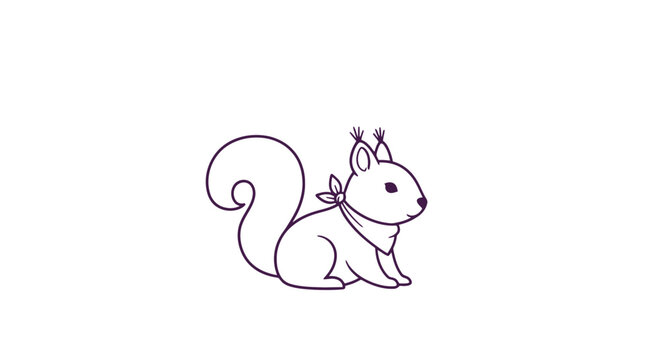 Simple black and white squirrel illustration.