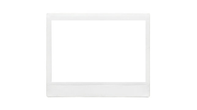 Empty white polaroid photo frame border isolated on transparent background