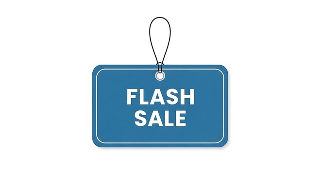 Flash Sale Tag with Blue Label and White Text.
