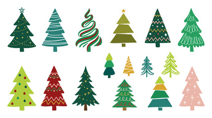 Obraz premium Festive Christmas Tree Variety Vector Pack