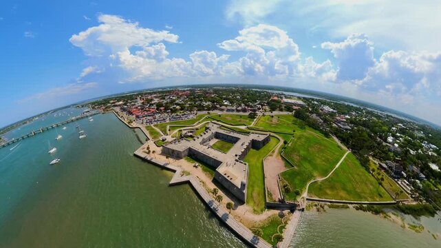 Castillo De San Marcos St Augustine Florida aerial drone video 2026
