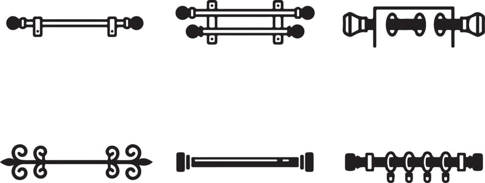Black vintage style metal hardware and hinge set illustration Vector
