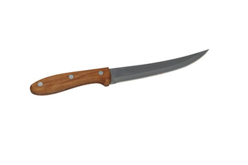 Fototapeta premium Sharp kitchen knife with a wooden handle and a long, thin stainless steel blade