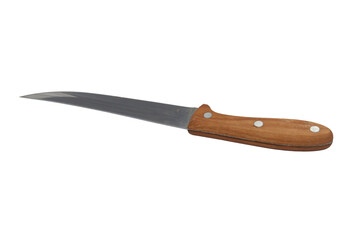 Fototapeta premium Sharp kitchen knife with a wooden handle and a long, thin stainless steel blade