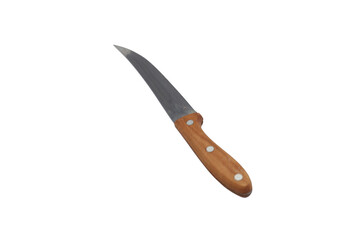 Obraz premium Sharp kitchen knife with a wooden handle and a long, thin stainless steel blade