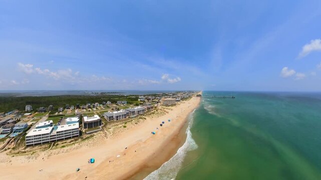Nags Head North Carolina beach and fishing pier 2026 aerial drone footage