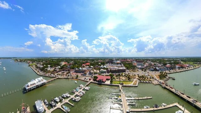St Augustine Florida aerial video brightly sunny summer day 2026