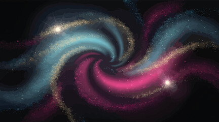 Swirling Cosmic Nebula with Starbursts and Galactic Dust Trails, Abstract Space Background for Science and Fantasy Projects © Astreabutut