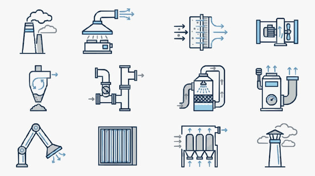 Corporate of Industrial Air Pollution Control and Emission Reduction Equipment in Blue and Gray