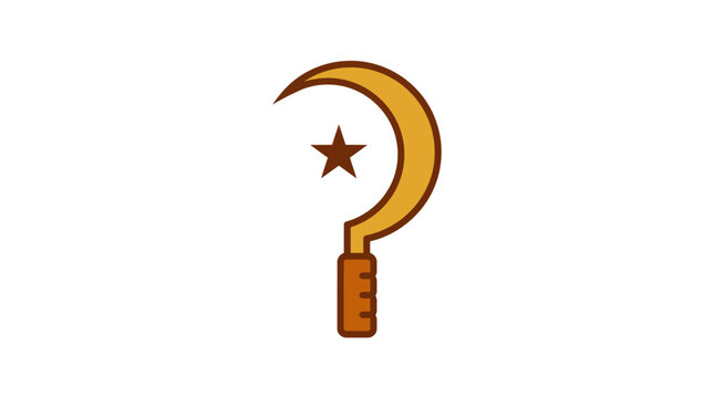 Stylized sickle and star symbol representing communist ideology.