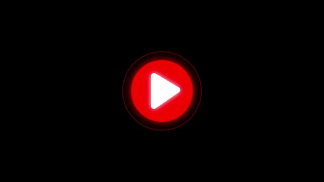 Simple video play animation on transparent background. Play icon, video play icon design animation. glowing play button animation with waves 4k video animation....
