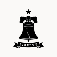 Patriotic liberty bell icon with star © Prema