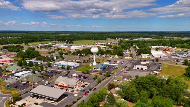 Aerial establishing shot Milford Delaware USA 2026