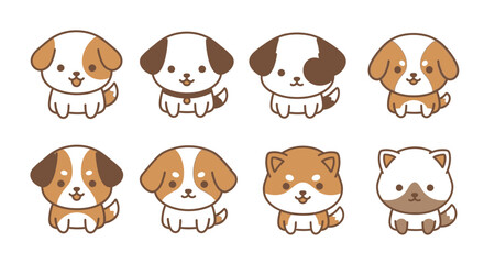 Fototapeta premium Cute Cartoon Puppy Dogs.