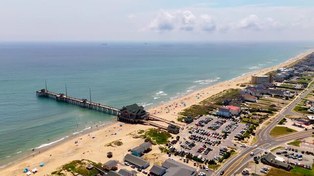 Aerial panorama North Carolina Outer Banks obx Nags Head