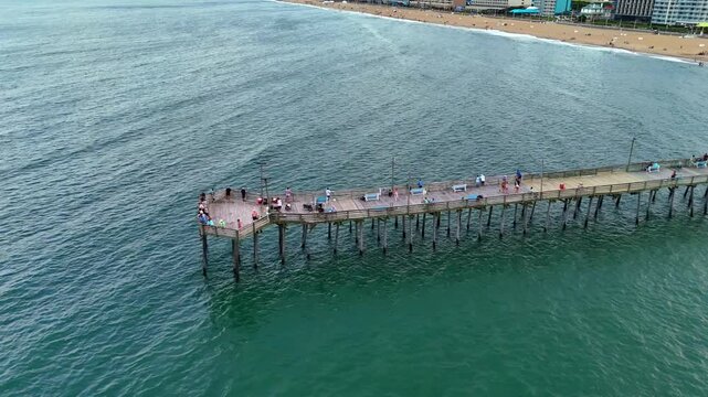 Aerial stock footage Virginia Beach Fishing Pier 2026