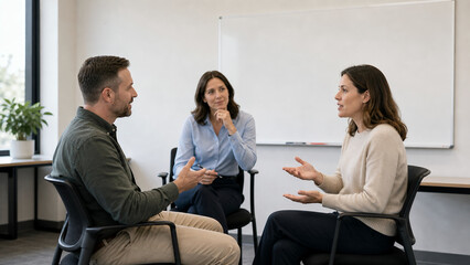 Fototapeta premium Peer Coaching Exercise in Corporate Classroom
