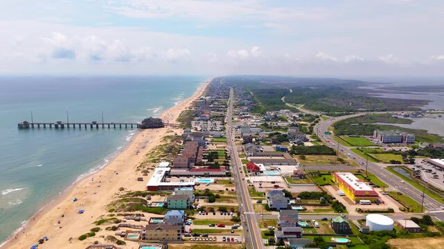 Aerial stock video Outer Banks North Carolina Nags Head Beach 2026