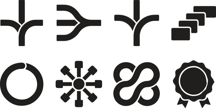 Modern Flow and Process Icon Collection Set with Navigation Vector Symbols